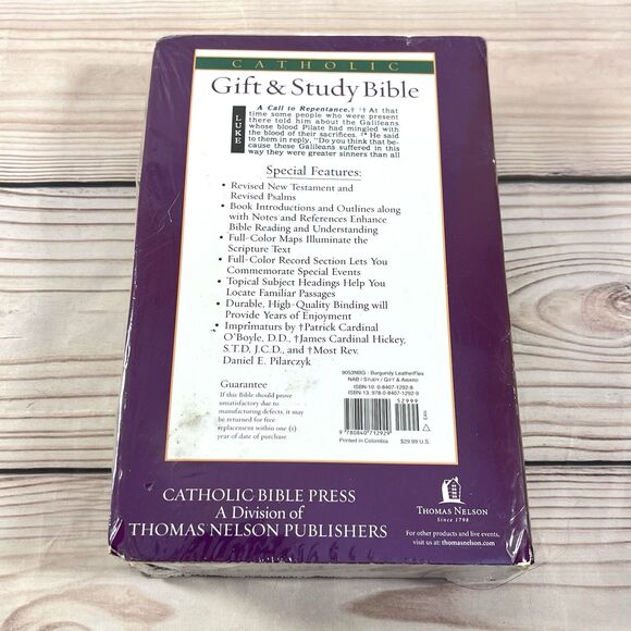 New American Catholic Gift & Study Bible Burgundy LeatherFlex 1987 Thomas Nelson - Picture 2 of 8
